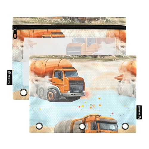 Bau-Truck, Cartoon-Betonmischer, LKW, fliegender Staubbinder, Taschen-Ordner, Dokumententasche für 3-Loch-Bindertaschen mit Reißverschluss, für Studenten, Büro, Organizer Bau-Truck, Cartoon-Betonmischer, LKW, fliegender Staubbinder, Taschen-Ordner, Dokumententasche für 3-Loch-Bindertaschen mit Reißverschluss, für Studenten, Büro, Organizer von famyily