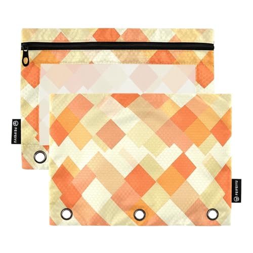 Beauty Rhomboid Orange Neutral Ringe Binder Tasche Kunststoff Federmäppchen für 3-Loch-Bindertaschen mit 3 Ringen für Studenten Schreibwaren Organizer Upplies von famyily