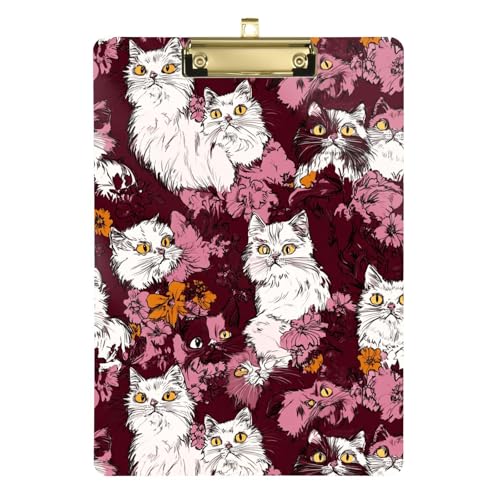 Beauty Türkisches Angoracats Kunststoff-Klemmbrett, legale Größe, Klemmbrett, Bild-Clipboards, Cliperboard für Inspektoren, Büro, 31,8 x 88,9 cm, Burgunderrot von famyily