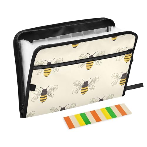 Bee Yellow Happy Akkordeon-Aktenordner, A4-Größe, Fächermappe mit Taschen, Erweiterungsmappe, Organizer mit Reißverschluss, für Kinderkrankenschwestern, Auto Bee Yellow Happy Akkordeon-Aktenordner, A4-Größe, Fächermappe mit Taschen, Erweiterungsmappe, Organizer mit Reißverschluss, für Kinderkrankenschwestern, Auto von famyily