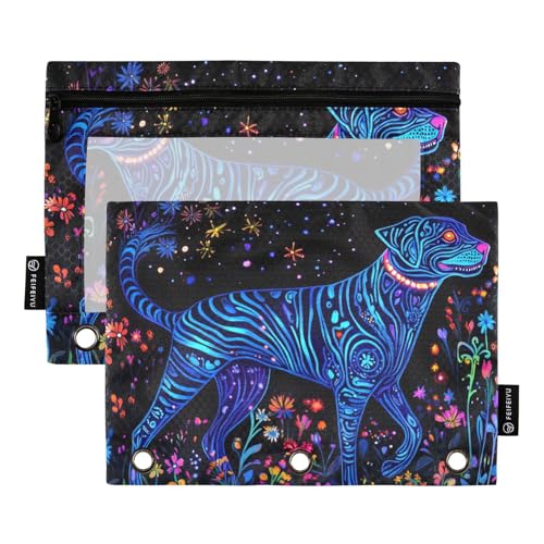 Blaue Hundebindertaschen, 3 Locher für 3 Ringe, Ordner mit Reißverschluss, für Kinder von Ofhce Supplies von famyily