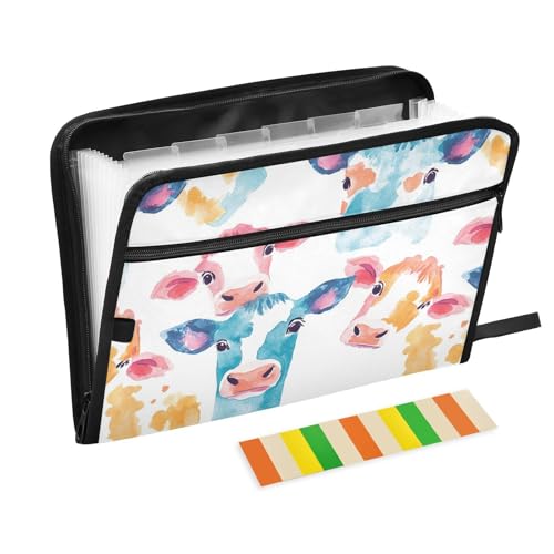 Bunte Kuhkunst, erweiterbare Dateimappe mit Taschen, A4-Format, Fächermappe, Hängemappe, für Polizeitickets, Küche Bunte Kuhkunst, erweiterbare Dateimappe mit Taschen, A4-Format, Fächermappe, Hängemappe, für Polizeitickets, Küche von famyily