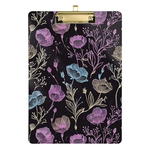 Bunte dunkle Klemmbretter mit floralem Muster, Still-Klemmbrett, Clipboard, benutzerdefinierte Klemmbretter für Krankenpflege-Edition, medizinische Referenz, 31,8 x 25,4 cm von famyily