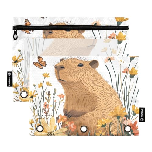 Cartoon Sweet Capybara Bindertaschen, 3 Locher für Ringe, Ordner, Organizer mit 3 Ringen, für Büro, Schreibwaren, Organizer, Upplies von famyily