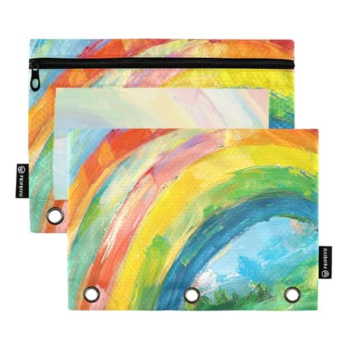 Charmante Regenbogen-Bleistiftbeutel, 3-Lochstanzer für 3-Loch-Bindertaschen mit 3 Löchern, für Büro-Schreibwaren-Zubehör von famyily