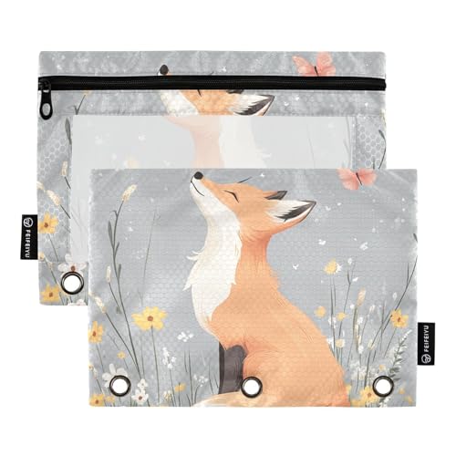 Chic Fox Federmäppchen für 3 Ringe, Ordner mit 3 Löchern, für Kinder, Büro, Dokumenten-Organizer, Grau Chic Fox Federmäppchen für 3 Ringe, Ordner mit 3 Löchern, für Kinder, Büro, Dokumenten-Organizer, Grau von famyily