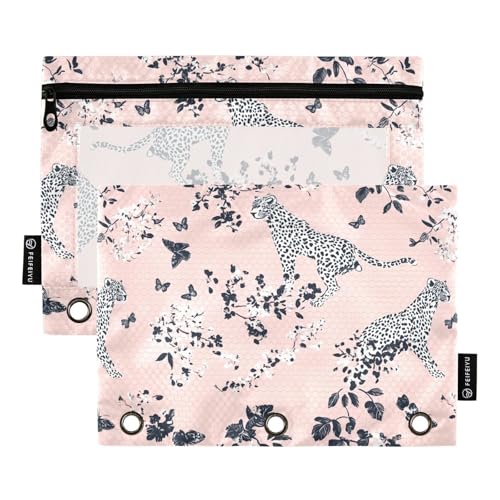 Chic Leopard Pink Binder Taschen Aufbewahrungstasche für 3 Ringe Ordner mit 3 Löchern für Büro Büro Dokument Organizer von famyily