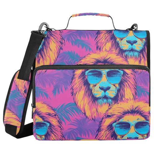 Cool Lions Tropical Paradise Ringbuch mit 22 Ringen und Reißverschluss mit Griff, mehrere Taschen, tragbar, für Zuhause, Reisen, sichere Aufbewahrungstasche für die Schule von famyily