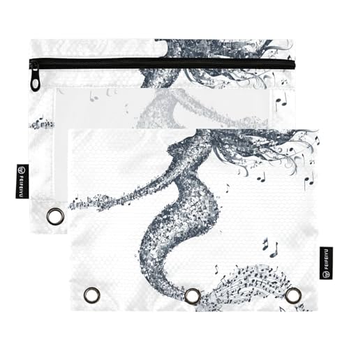 Einzigartige Meerjungfrau-Ring-Bindertaschen, transparentes Federmäppchen für drei Ringe, Bindertaschen mit 3 Löchern, für Bürobedarf von famyily