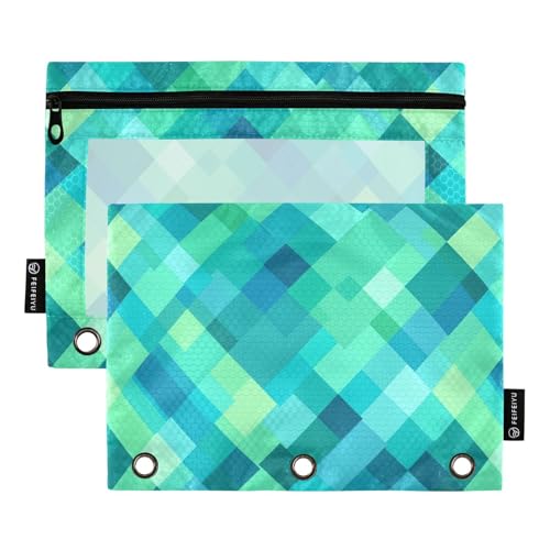 Einzigartige Rhomboid Türkis-Grüne Bindertaschen Kosmetiktasche für 3-Loch-Bindertaschen mit Reißverschluss für Untersuchungsbüro-Organizer von famyily