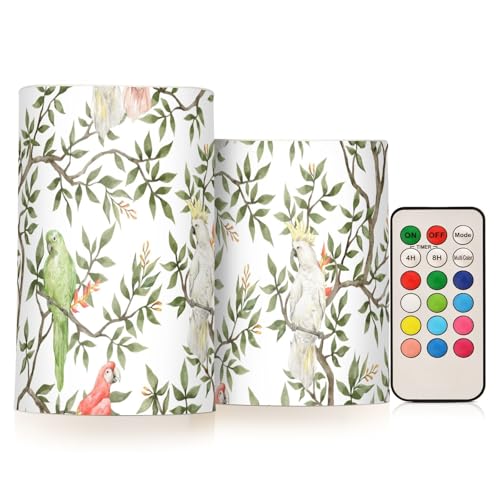 Elektrische Votivkerze, Aquarell, Bäume, Votivkerze, elektronisch, feuerlos, Timer für Kamin, Batteriesäule, 2-teiliges Set von famyily