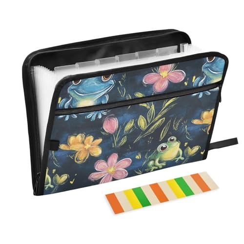Erweiterbare Dateiordner mit Frosch-Blumen-Motiv, A4-Größe, legal, mit Reißverschluss, Hängeregistaschen, Hängeregistasche, für Rechnungshalter, Büro Erweiterbare Dateiordner mit Frosch-Blumen-Motiv, A4-Größe, legal, mit Reißverschluss, Hängeregistaschen, Hängeregistasche, für Rechnungshalter, Büro von famyily