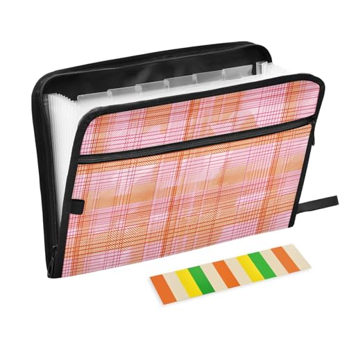 Erweiterbarer Aktenordner mit Fischgrätenmuster, Hahnentrittmuster, A4, mit Taschen und Taschen, erweiterbarer Ordner, Organizer mit Reißverschluss, für Sozialarbeiter, Büro, Klemmbrett von famyily