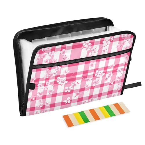 Fächermappe, A4, mit Reißverschluss, Monatsmappe, Poly-Hängemappe, für Krankenschwestern, medizinische Referenz, kariert, Hot Pink / Weiß von famyily