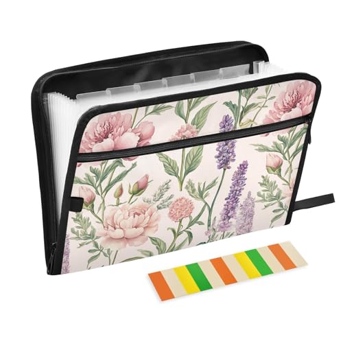 Fächermappe mit Blumenmotiv, Pfingstrosen, Hyazinthen, Basilikum, Blush, erweiterbar, A4, mit Reißverschluss, Fächermappe für Rechnungen, Schule Fächermappe mit Blumenmotiv, Pfingstrosen, Hyazinthen, Basilikum, Blush, erweiterbar, A4, mit Reißverschluss, Fächermappe für Rechnungen, Schule von famyily