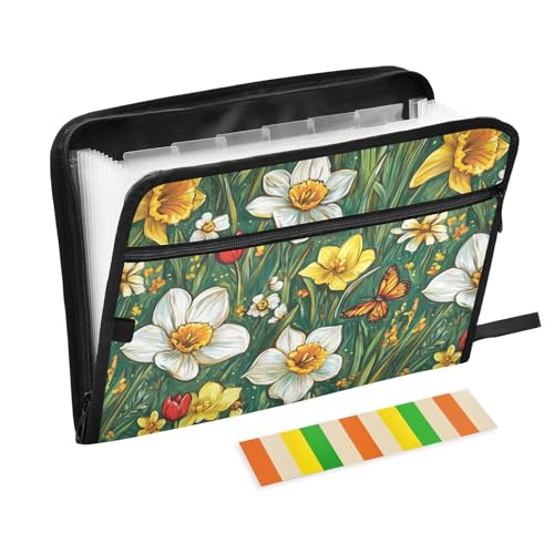 Fächermappe mit Frühlingsblumen, A4, mit Trennwänden und Taschen, Akkordeon-Dokumenten-Organizer, Hängemappe für Inspektoren, Meetings, Grün Fächermappe mit Frühlingsblumen, A4, mit Trennwänden und Taschen, Akkordeon-Dokumenten-Organizer, Hängemappe für Inspektoren, Meetings, Grün von famyily