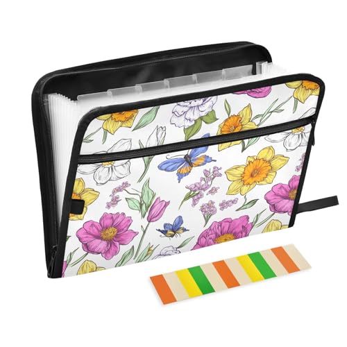 Fächermappe mit Frühlingsblumen, Narzissen, Pfingstrosen, Schmetterlinge, A4, erweiterbare Hängemappe mit Reißverschluss, Organizer mit Taschen, Papierordner für Ernährungsberater, Büro Fächermappe mit Frühlingsblumen, Narzissen, Pfingstrosen, Schmetterlinge, A4, erweiterbare Hängemappe mit Reißverschluss, Organizer mit Taschen, Papierordner für Ernährungsberater, Büro von famyily