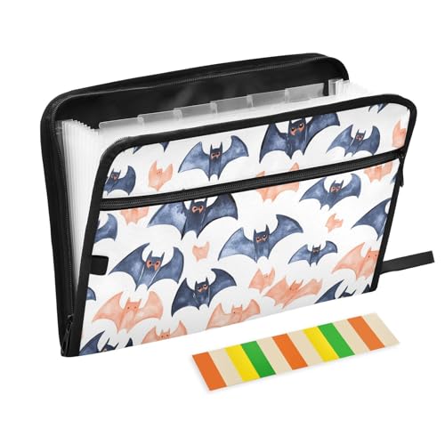 Fächermappe mit buntem Aquarellfledermaus, A4-Format, Papier-Organizer mit Reißverschluss, Kunststoff, Fächermappe in Rechtsgröße, für Beine, Klassenzimmer Fächermappe mit buntem Aquarellfledermaus, A4-Format, Papier-Organizer mit Reißverschluss, Kunststoff, Fächermappe in Rechtsgröße, für Beine, Klassenzimmer von famyily