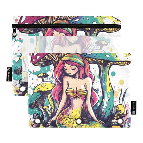Fantasy Meerjungfrau Pilzszene Binder Tasche 3 Locher Ordner für 3 Ringe Ordner mit drei Ringen für Schulbedarf Fantasy Meerjungfrau Pilzszene Binder Tasche 3 Locher Ordner für 3 Ringe Ordner mit drei Ringen für Schulbedarf von famyily