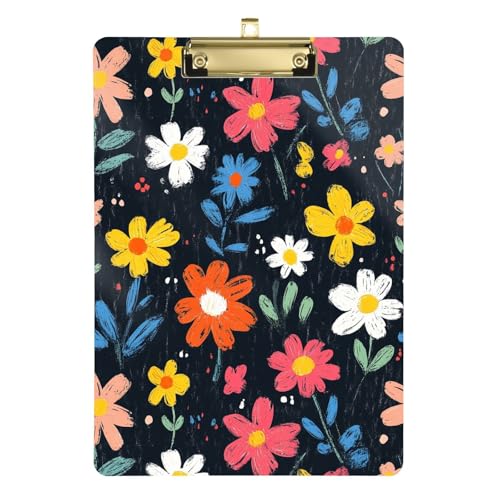 Farbenfrohes Blumenmuster, einzigartige Klemmbretter, Still-Klemmbrett, Acryl-Klemmbretter, Rechnungs-Klemmbrett für Krankenpflege, Studenten, Auto, 31,8 x 38,1 cm von famyily