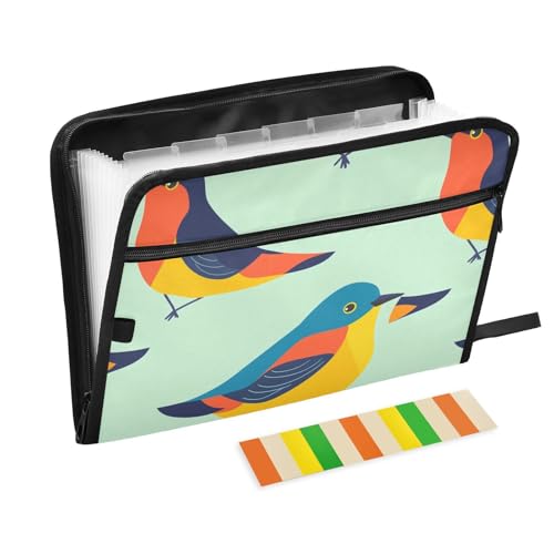 Fat Bird Akkordeon-Aktenordner, A4-Größe, erweiterbare Hängemappe mit Taschen, Hängemappe, legale Größe, Datei für Polizeiticket, Klassenzimmer von famyily