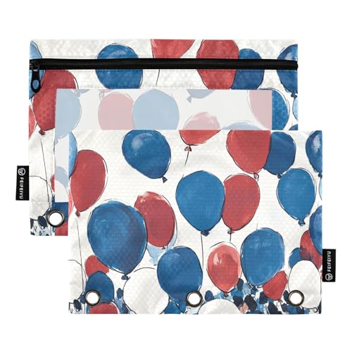 Federmäppchen aus Stoff für Ringbinder, mit Ringen, mit Löchern für Bürobedarf, Rot / Weiß / Blau Federmäppchen aus Stoff für Ringbinder, mit Ringen, mit Löchern für Bürobedarf, Rot / Weiß / Blau von famyily