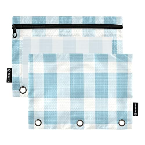 Federmäppchen mit 3 Ringen, mit 3 Löchern, für Kinder, Büro, Dokumente, Organizer, Weiß / Blau von famyily