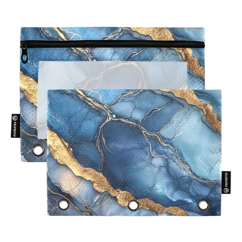 Federmäppchen mit Ringen, 3 Löchern, Marmor-Design, Königsblau, Grau, für Büro, Schreibwaren, Organizer, Upplies Federmäppchen mit Ringen, 3 Löchern, Marmor-Design, Königsblau, Grau, für Büro, Schreibwaren, Organizer, Upplies von famyily