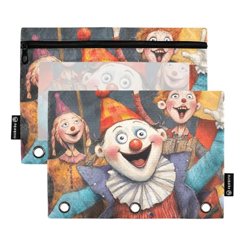 Festive Carnival Clowns Federmäppchen 3 Loch Tasche für 3 Ringe Ordner mit drei Ringen für Büro Ofhce Supplies von famyily