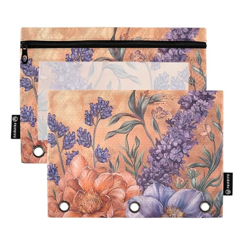 Florals Lavendel-Hyazinthe, rotgoldener Ordner, 3 Ringe, Tasche für Ringe, Ordner, Ordner mit 3 Löchern, für Bürobedarf von famyily