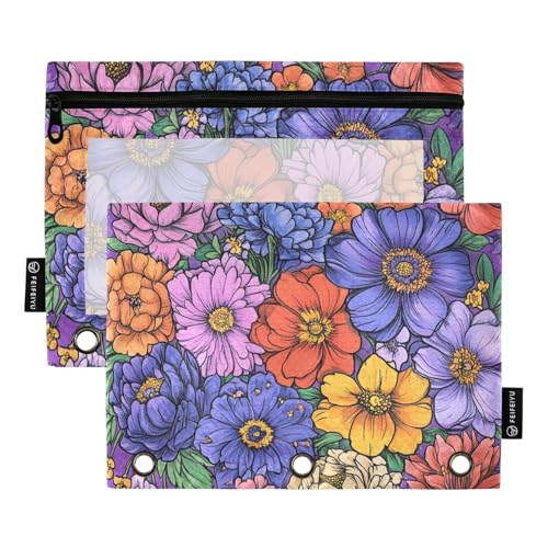 Florals Orchidee Pfingstrosen Nelke lila Bindertaschen Federmäppchen für Ordner, Ordner mit 3 Löchern für Untersuchung, Schreibwarenbedarf Florals Orchidee Pfingstrosen Nelke lila Bindertaschen Federmäppchen für Ordner, Ordner mit 3 Löchern für Untersuchung, Schreibwarenbedarf von famyily
