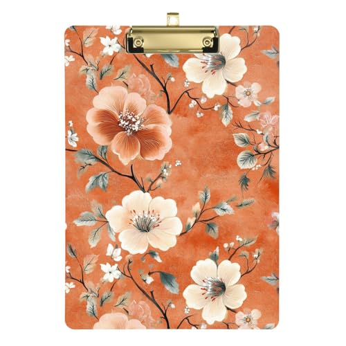 Flores Blossoms Klemmbretter aus Leinen, legale Größe, Klemmbrett, transparent, dekoratives Klemmbrett für Krankenpflege-Edition, Schule, 31,8 x 48,3 cm, Orange von famyily