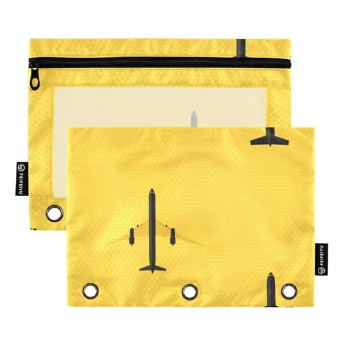 Flugzeug-Gelbe Bindertaschen mit drei Ringen, Ordner für 3-Loch-Bindertaschen mit 3 Ringen, für Büro-Schreibwaren-Zubehör von famyily