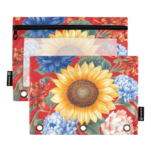 Frühlingsblumen, Kornblumen, Pfingstrosen, Rot, Bindertaschen, Ringbucheinsatz für 3-Loch-Bindertaschen mit Binderlöchern, für Schule, Schreibwarenzubehör von famyily