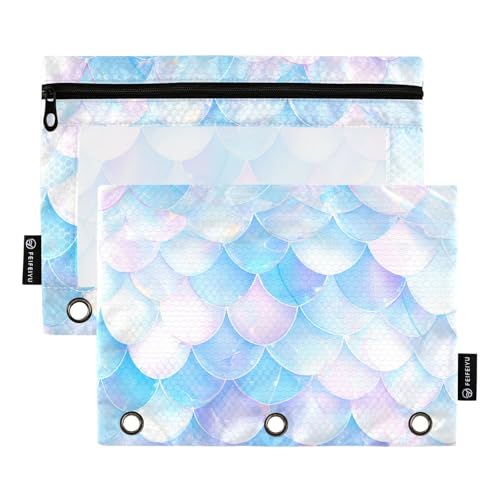 Glitzernde Bleistifttasche mit Drachenschuppen, Kosmetiktasche für 3 Ringe, Ordner, Etui mit Löchern für die Schule, Schreibwaren von famyily