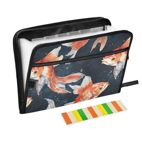 Goldfish Akkordeon-Aktenordner, A4-Größe, Ordner für Dokumente, mit Reißverschluss, Kunststoff-Hängeregister, Organizer und Aufbewahrung für Ernährungsberater-Küche von famyily
