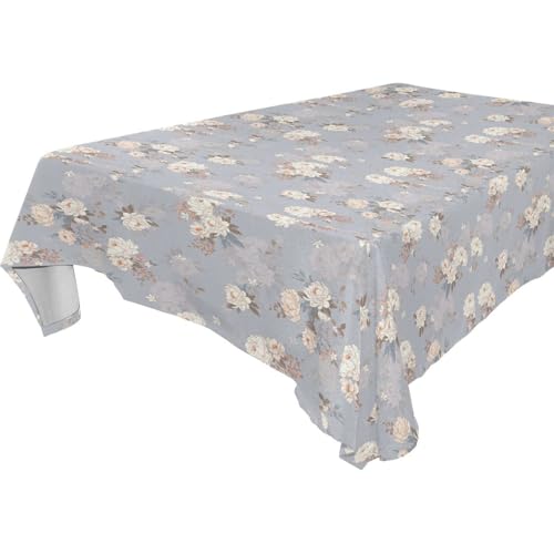 Grau-weiße Stoff-Tischdecke mit Vintage-Blumenmuster, abwischbar für Küche und Esszimmer, Herbstdekoration, 1,8 m - 2,4 m, stabile Café-Tischdecke, 1 Stück, Größe 137 x 183 cm Grau-weiße Stoff-Tischdecke mit Vintage-Blumenmuster, abwischbar für Küche und Esszimmer, Herbstdekoration, 1,8 m - 2,4 m, stabile Café-Tischdecke, 1 Stück, Größe 137 x 183 cm von famyily