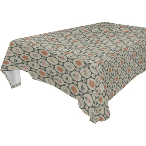 Graue Tischdecke im Bohemian-Stil, klassisch, Vintage-Stil, gestreift, abwischbar, für Küche und Esszimmer, Camping, 1,8 m - 2,4 m, auslaufsicher, Camping-Tischschoner für rechteckige Tische, 1 Stück Graue Tischdecke im Bohemian-Stil, klassisch, Vintage-Stil, gestreift, abwischbar, für Küche und Esszimmer, Camping, 1,8 m - 2,4 m, auslaufsicher, Camping-Tischschoner für rechteckige Tische, 1 Stück von famyily