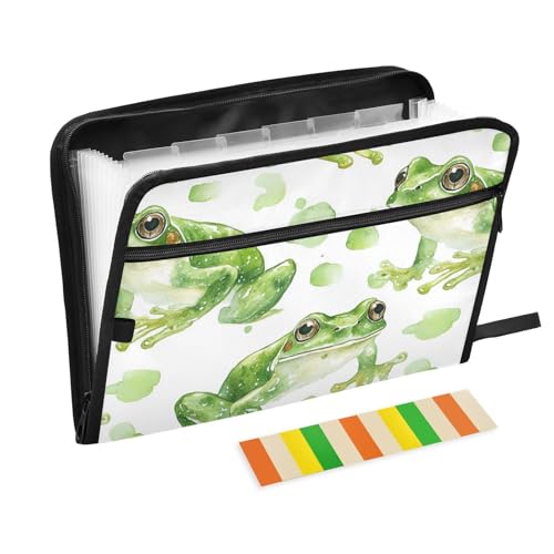 Green Frog Aquarell-Aktenordner, A4-Format, Papier-Aktenordner mit Taschen, Ordner, Organizer und Aufbewahrung für Krankenpflege, Studenten, Büro, Klemmbrett Green Frog Aquarell-Aktenordner, A4-Format, Papier-Aktenordner mit Taschen, Ordner, Organizer und Aufbewahrung für Krankenpflege, Studenten, Büro, Klemmbrett von famyily