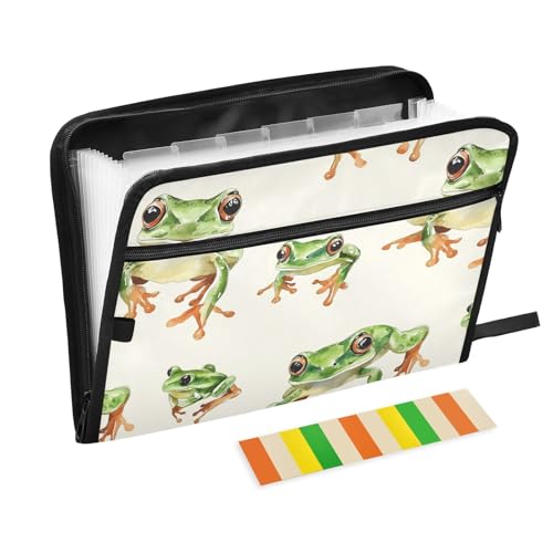Green Frog Fächermappe, A4-Größe, Taschen-Ordner mit Reißverschluss, Organizer mit Etikett, tragbarer Aktenordner für Krankenpflege, Schule von famyily