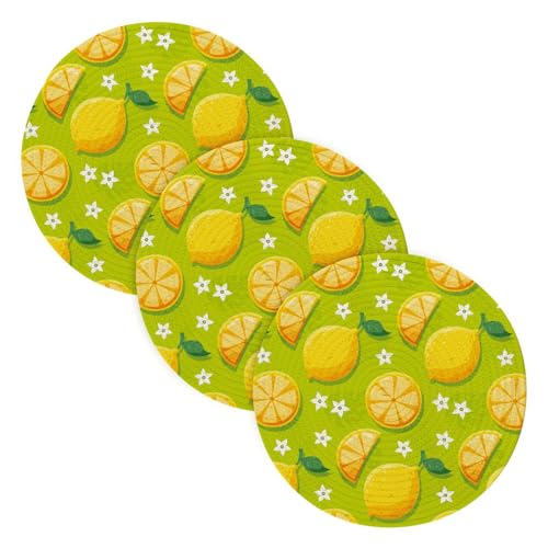 Große Untersetzer für heiße Gerichte, 38,1 cm, Baumwollgarn, gewebt, Küche, heiße Pads für sofortigen Topflappen, gelbe Zitrone, 3 Stück Große Untersetzer für heiße Gerichte, 38,1 cm, Baumwollgarn, gewebt, Küche, heiße Pads für sofortigen Topflappen, gelbe Zitrone, 3 Stück von famyily