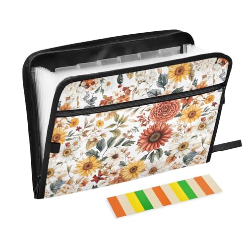 Hängeregistraturmappe mit Blumen, Dahlie, Gänseblümchen, Sonnenblume, weiß, A4-Größe, mit Taschen, Aktenordner, Kunststoff, Akte, Tasche, Brief für Ingenieur, Militär Hängeregistraturmappe mit Blumen, Dahlie, Gänseblümchen, Sonnenblume, weiß, A4-Größe, mit Taschen, Aktenordner, Kunststoff, Akte, Tasche, Brief für Ingenieur, Militär von famyily