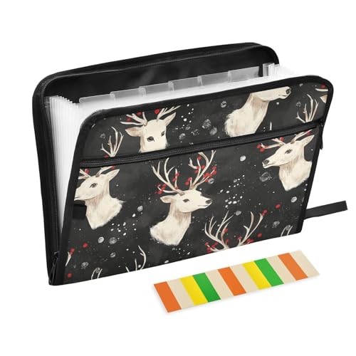 Hängeregistraturmappe mit Hirschköpfen, A4-Format, mit Taschen mit Reißverschluss, Kunststoff, legale Größe, erweiterbar für Ingenieure, Auto von famyily