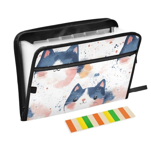 Hängeregistraturmappe mit lustiger Katze, Shabby-Chic-Stil, A4-Größe, mit Taschen, Akkordeon-Aktenordner, legal, für Rechnungen, medizinische Referenz von famyily