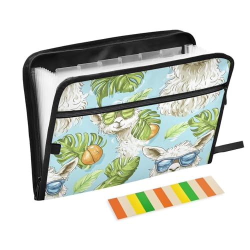 Happy Lamas Fächermappe für Sonnenbrillen, A4-Größe, Taschenordner mit Reißverschlusstasche, Aktenordner, Organizer, Hängetasche, Datei für Beinbesprechungen Happy Lamas Fächermappe für Sonnenbrillen, A4-Größe, Taschenordner mit Reißverschlusstasche, Aktenordner, Organizer, Hängetasche, Datei für Beinbesprechungen von famyily