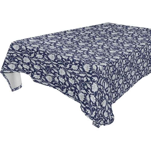 Kleine quadratische Tischdecke mit weihnachtlichem Blumenmuster, abwischbar, für Küche und Esszimmer, 1,8 m - 2,4 m, knitterfrei, für den Innenbereich, 1 Stück, Größe 137 x 183 cm, Blau und Weiß Kleine quadratische Tischdecke mit weihnachtlichem Blumenmuster, abwischbar, für Küche und Esszimmer, 1,8 m - 2,4 m, knitterfrei, für den Innenbereich, 1 Stück, Größe 137 x 183 cm, Blau und Weiß von famyily