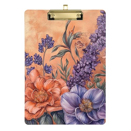 Klemmbrett aus Kunststoff, Blumenmuster, Lavendelhyazinthe, Rotgold, für Bilder, Klemmbrett, Klemmbrett, Notizblock für Ernährungsberater, Klassenzimmer, 31,8 x 22,9 cm Klemmbrett aus Kunststoff, Blumenmuster, Lavendelhyazinthe, Rotgold, für Bilder, Klemmbrett, Klemmbrett, Notizblock für Ernährungsberater, Klassenzimmer, 31,8 x 22,9 cm von famyily