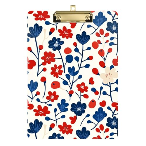Klemmbrett aus Kunststoff, buntes Blumenmuster, rot, Rechtsgröße, Klemmbrett, Acryl-Klemmbretter aus Kunststoff für Ingenieure, Militär, 31,8 x 43,2 cm von famyily