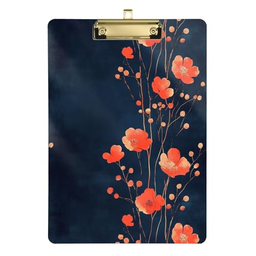 Klemmbrett aus Kunststoff in leuchtendem Orange mit Blumenmuster, legale Größe, coole Klemmbretter für Ernährungsberater-Krankenhaus, 31,8 x 35,6 cm von famyily