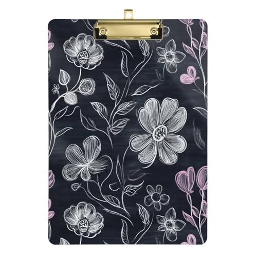 Klemmbrett aus dunklem Kunststoff, Blumenmuster, Still-Klemmbrett, Metall-Klemmbrett für Kinderkrankenschwestern, Büro, 31,8 x 27,9 cm von famyily